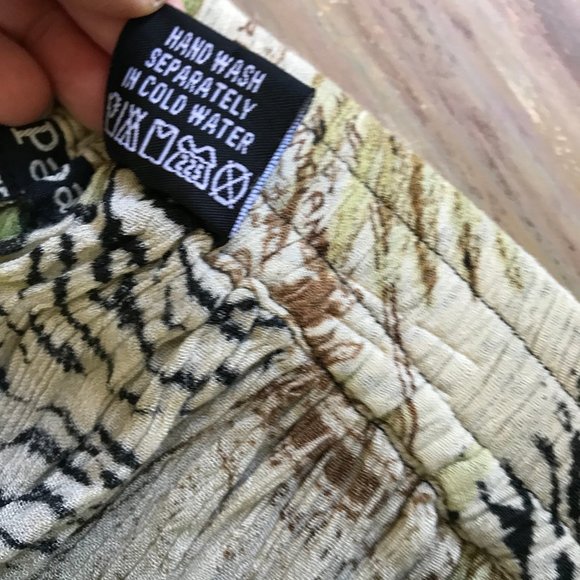 Papa Brand Crinkle Fabric Maxi Skirt Tiger & Zebra Print Elastic Waist One Size - Picture 8 of 8